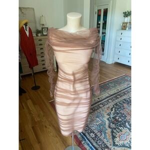 Fashion Nova Mesh Ruched Off-The-Shoulder Midi Dress NWT Size Medium